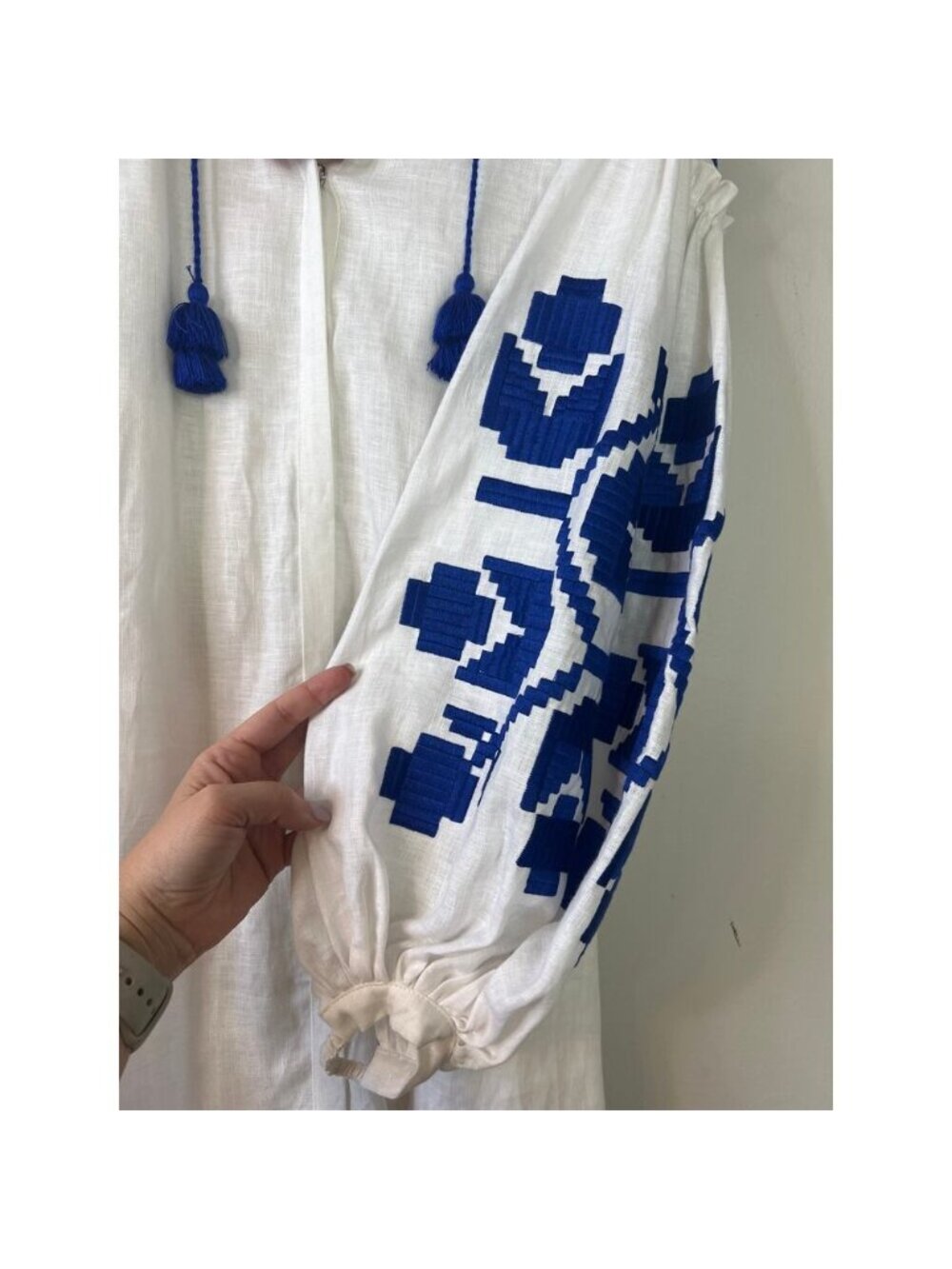 NWT Eleven Gena Chandler Embroidered Tassel Blouse White Size: Small - Picture 6 of 7